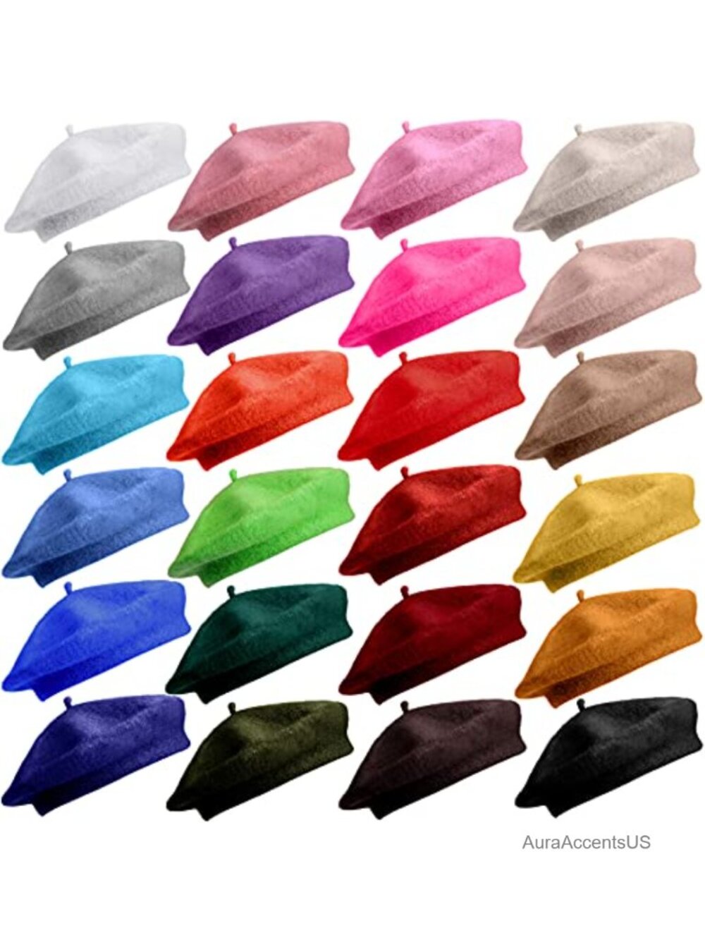 24 Pack Wool Beret Hats for Women French Artist Pumpkin Cap Set